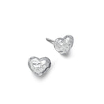 Sterling silver hammered heart stud earrings