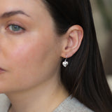 Silver Heart Drop Earrings