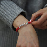 Sterling Silver & Red Leather Bracelet - Albert Clasp