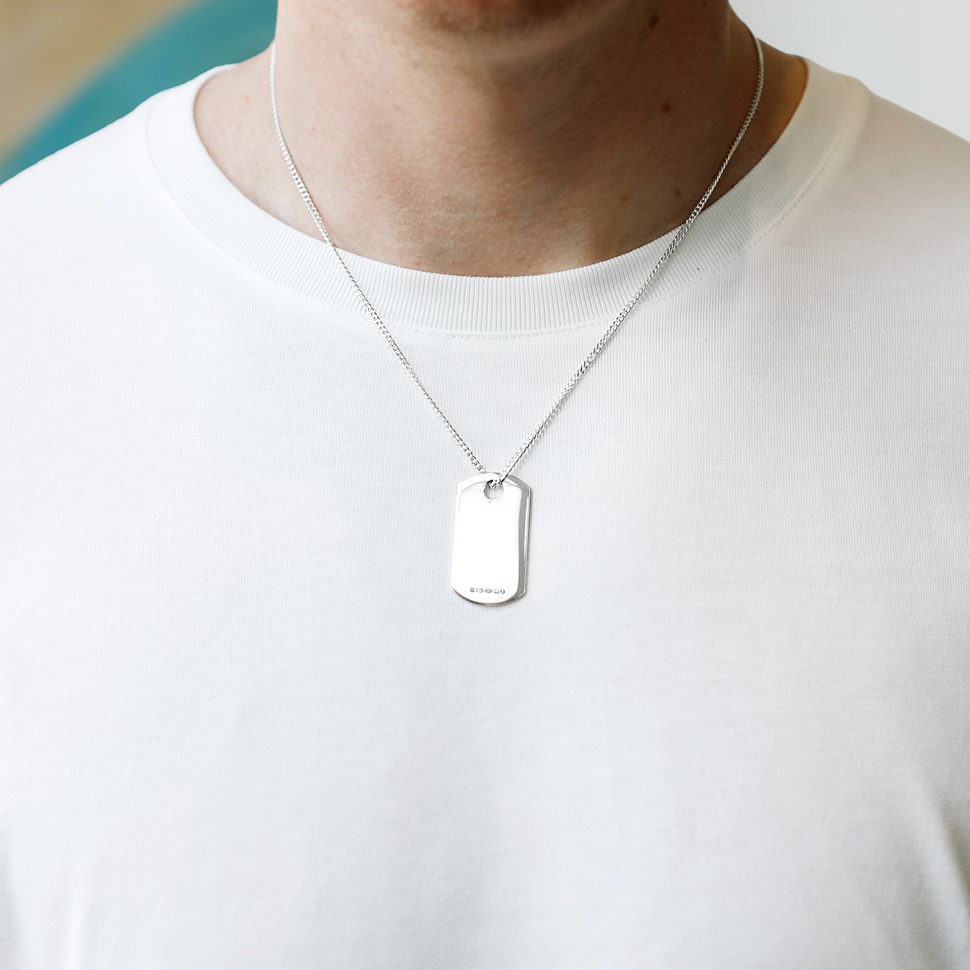 Personalised Sterling Silver Dog Tag Necklace Hersey Son