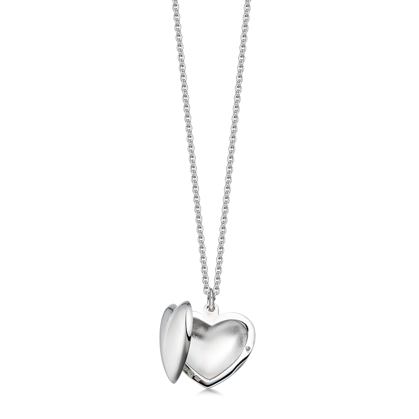 Sterling silver heart locket open