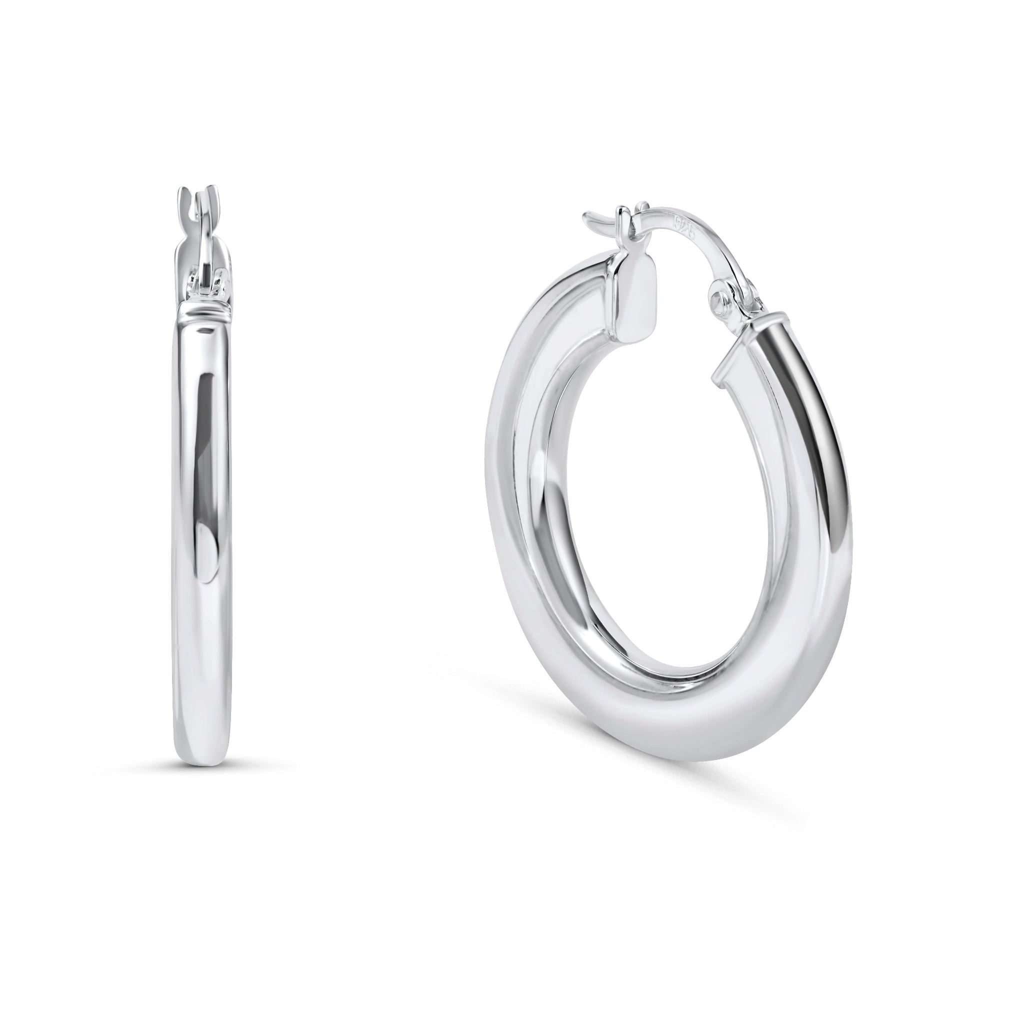 Soft Edge  Chubby Sterling Silver Hoops