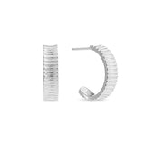 Sterling Silver Ridged Half Hoop Earrings