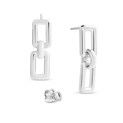 Sterling Silver or 22c Gold Plate Square Link Earrings