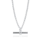 Chunky Silver T-Bar Necklace on Belcher Chain