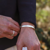 Men's Tapered Sterling Silver Cuff No.9 - Hammered