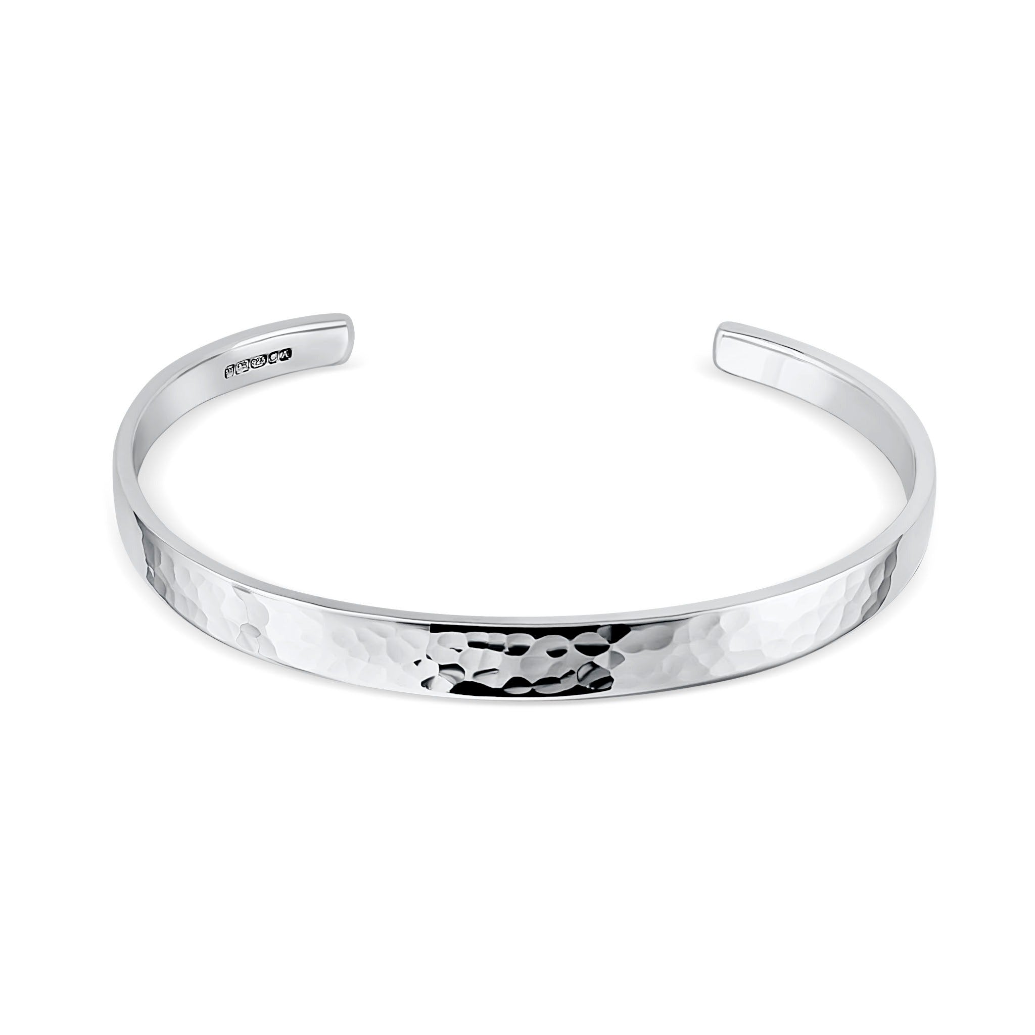 Tapered Sterling Silver Mans Bracelet Hammered Cuff 