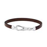Sterling Silver & Brown Leather Bracelet - Albert Clasp