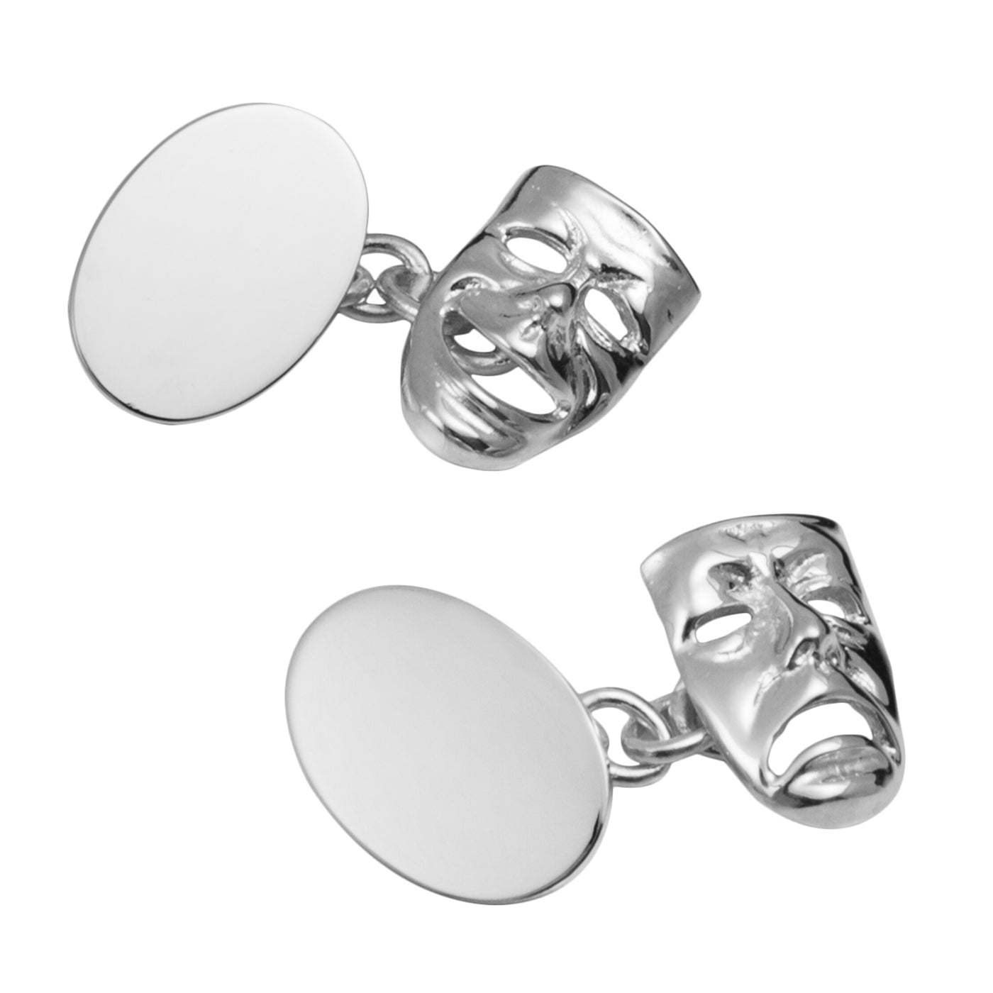 Sterling silver comedy tragedy cufflinks