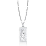 Silver pendant necklace on a white background