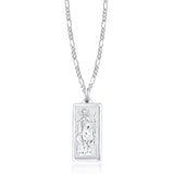 Silver pendant necklace on a white background