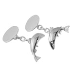 Sterling silver leaping fish cufflinks