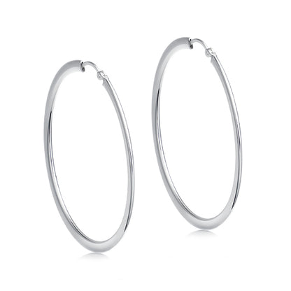 Sterling Silver Flat Hoop Earrings