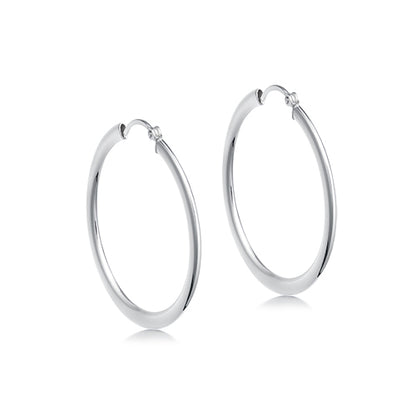Sterling Silver Flat Hoop Earrings