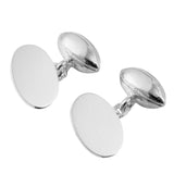 Sterling silver rugby ball cufflinks with oval backs