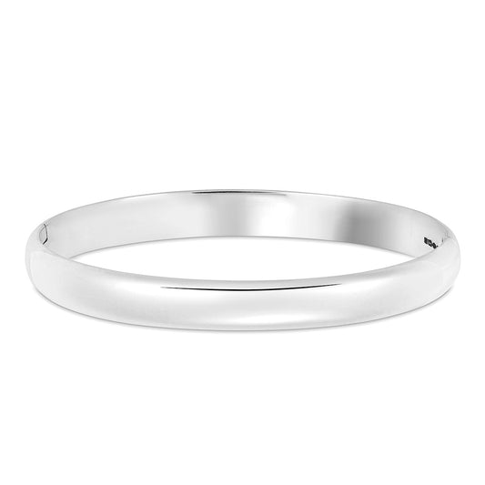 Oval Silver Bangle Hinged 8mm