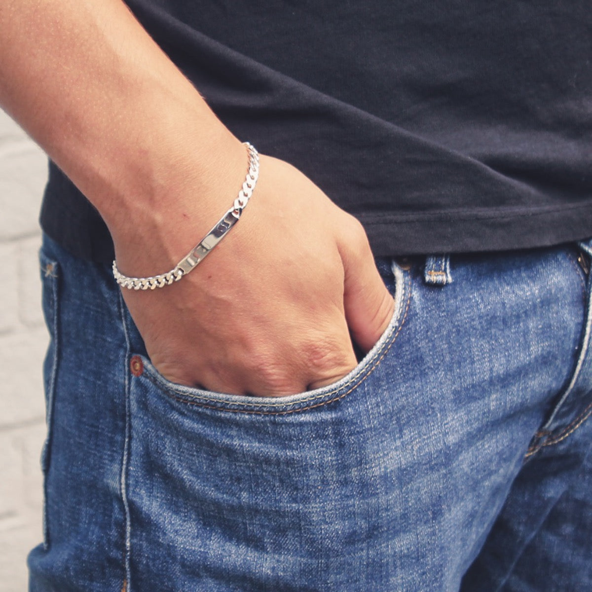 Men's Silver Identity Chain Bracelet