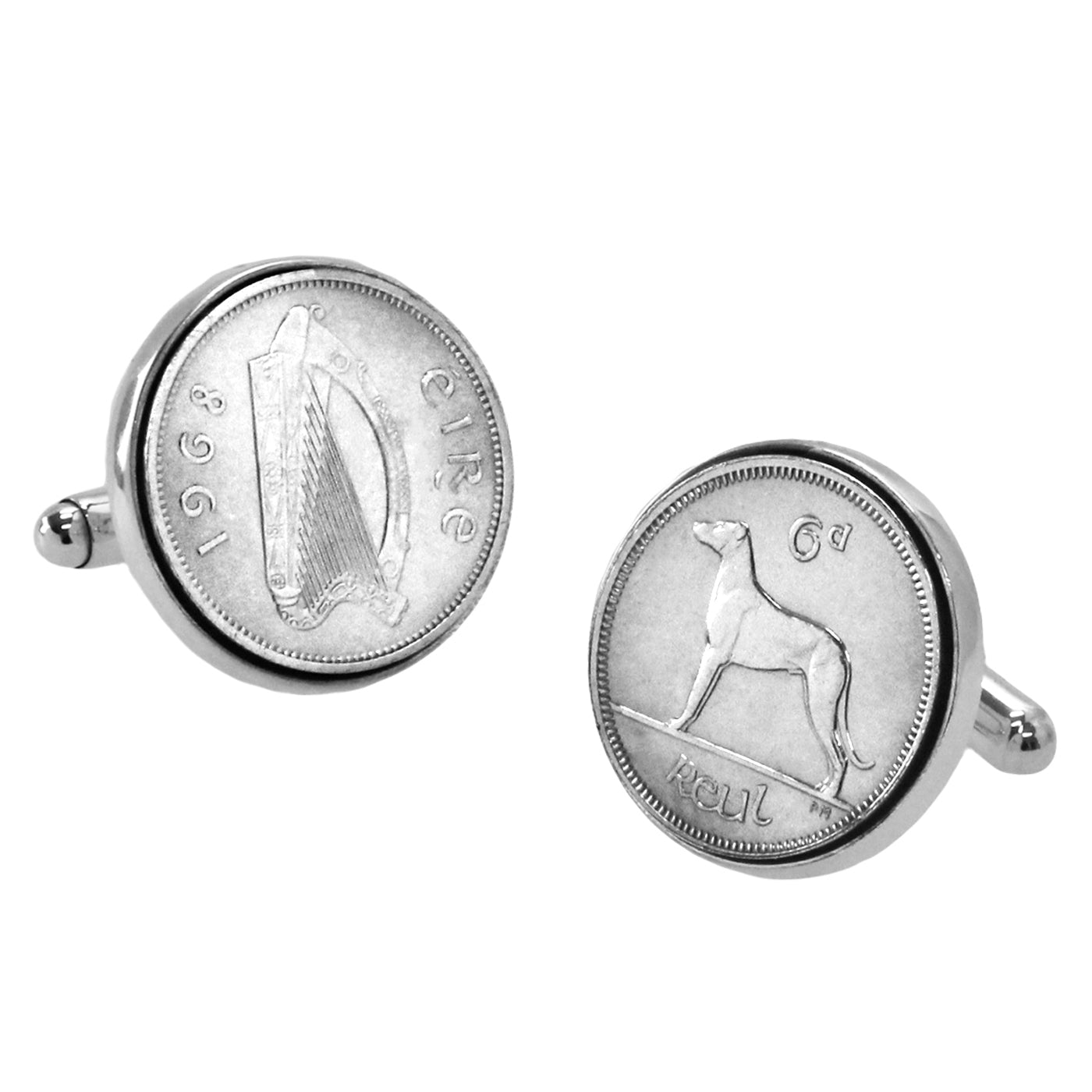 Sterling silver Irish sixpence cufflinks