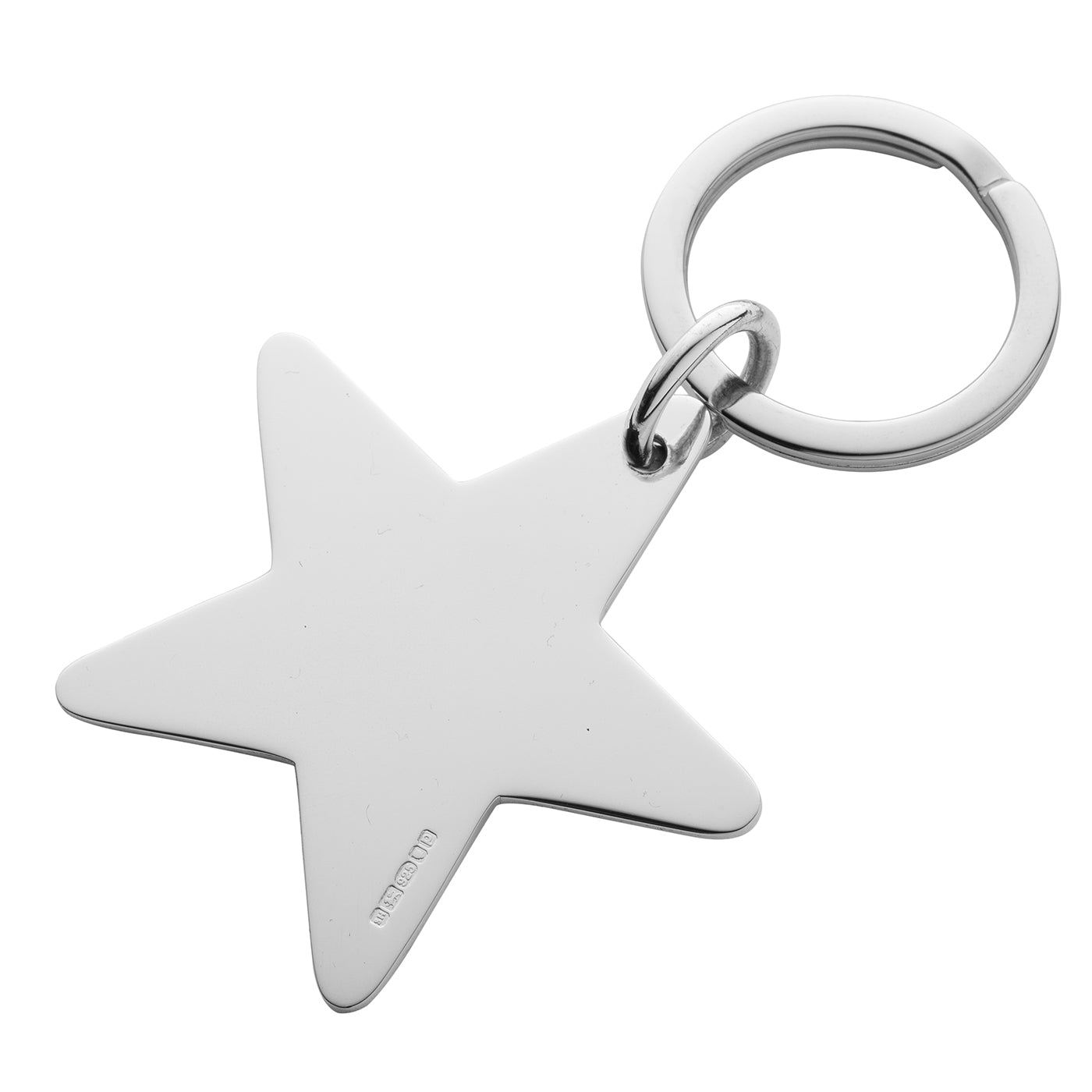 Sterling Silver Keyring - Large Flat Star