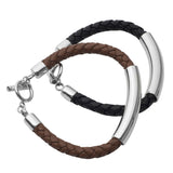 Sterling silver and leather bracelet for men