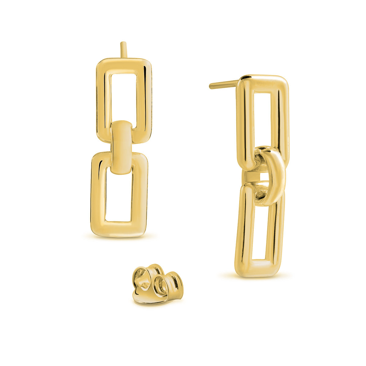 Sterling Silver or 22c Gold Plate Square Link Earrings