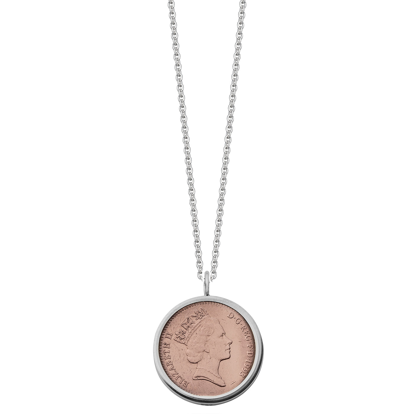 Sterling silver backed lucky penny pendant
