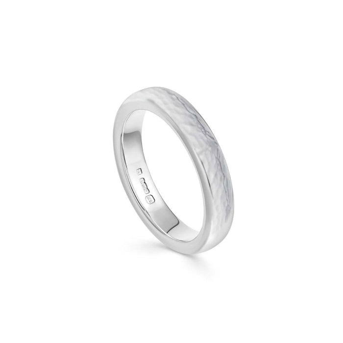 Deluxe Hammered Sterling Silver Court Ring - 4mm