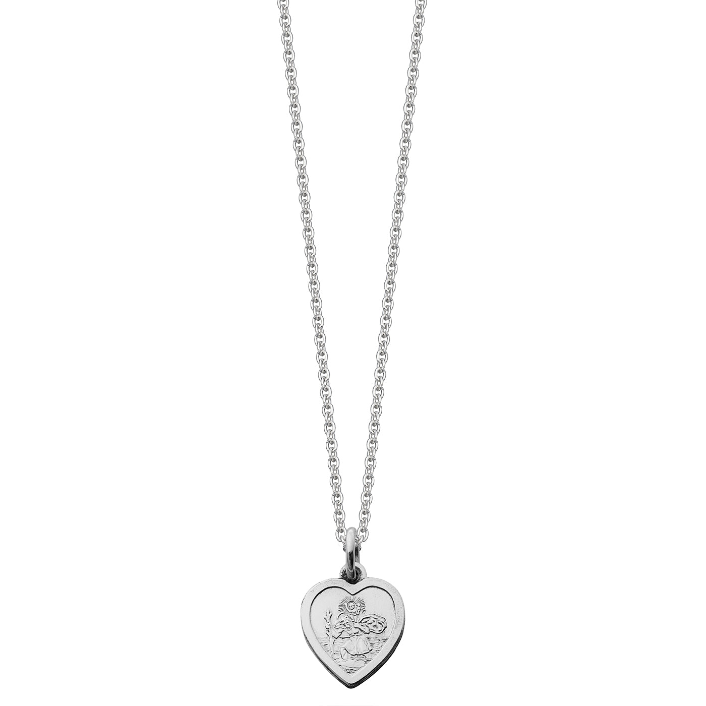 Small sterling silver heart St Christopher