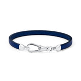 Sterling Silver & Blue Leather Bracelet - Albert Clasp