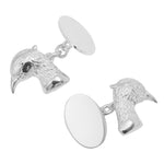 Sterling silver pheasant head cufflinks