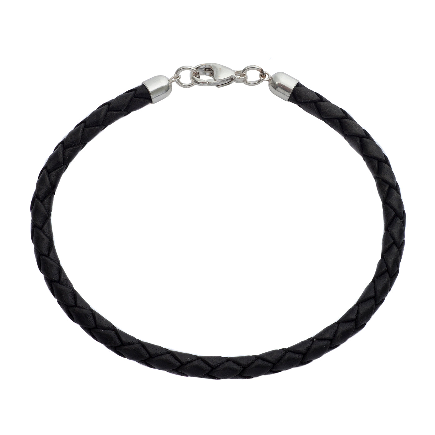 Leather and silver bracelet black