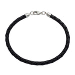 Leather and silver bracelet black