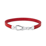 Sterling Silver & Red Leather Bracelet - Albert Clasp