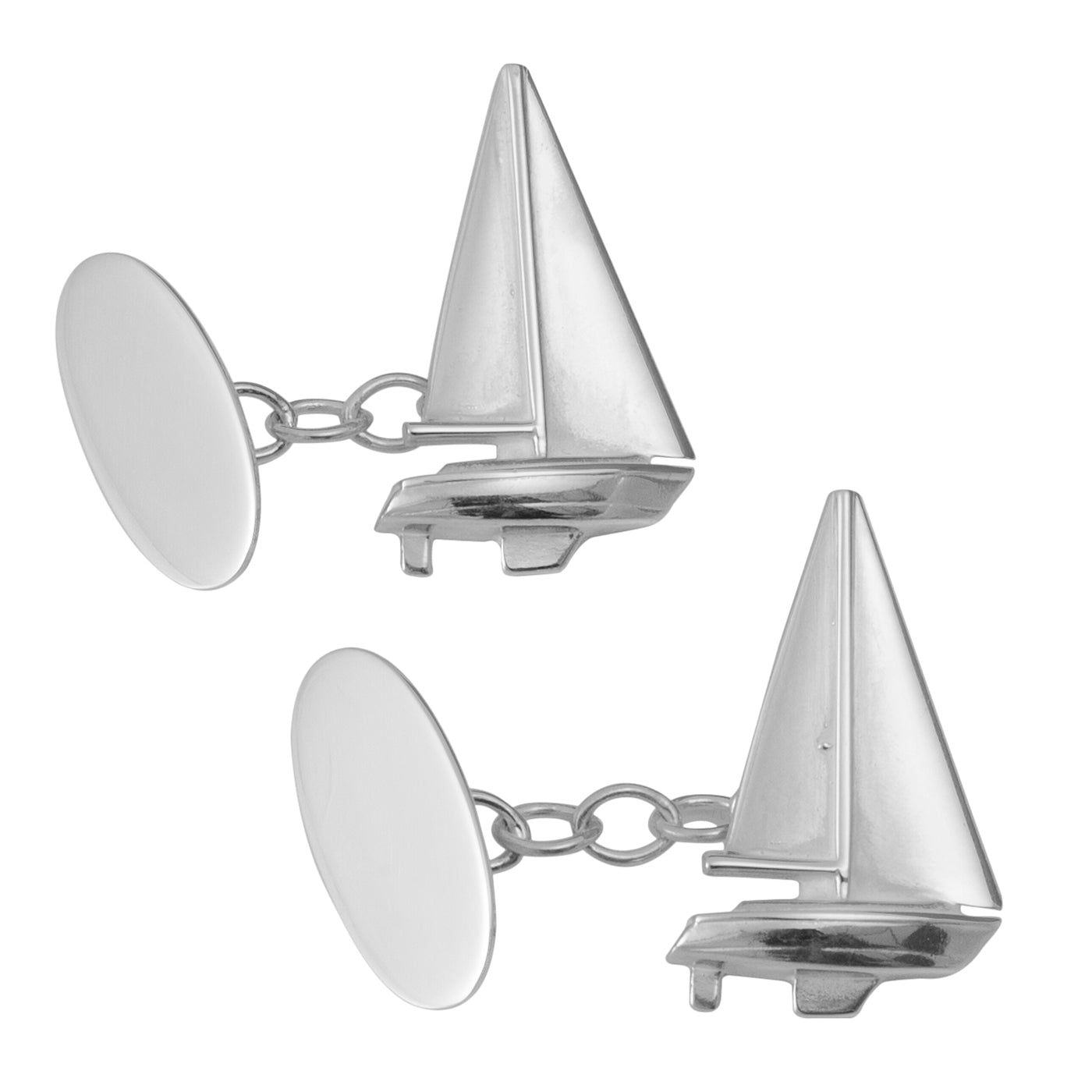 Sterling silver sailing boat cufflinks