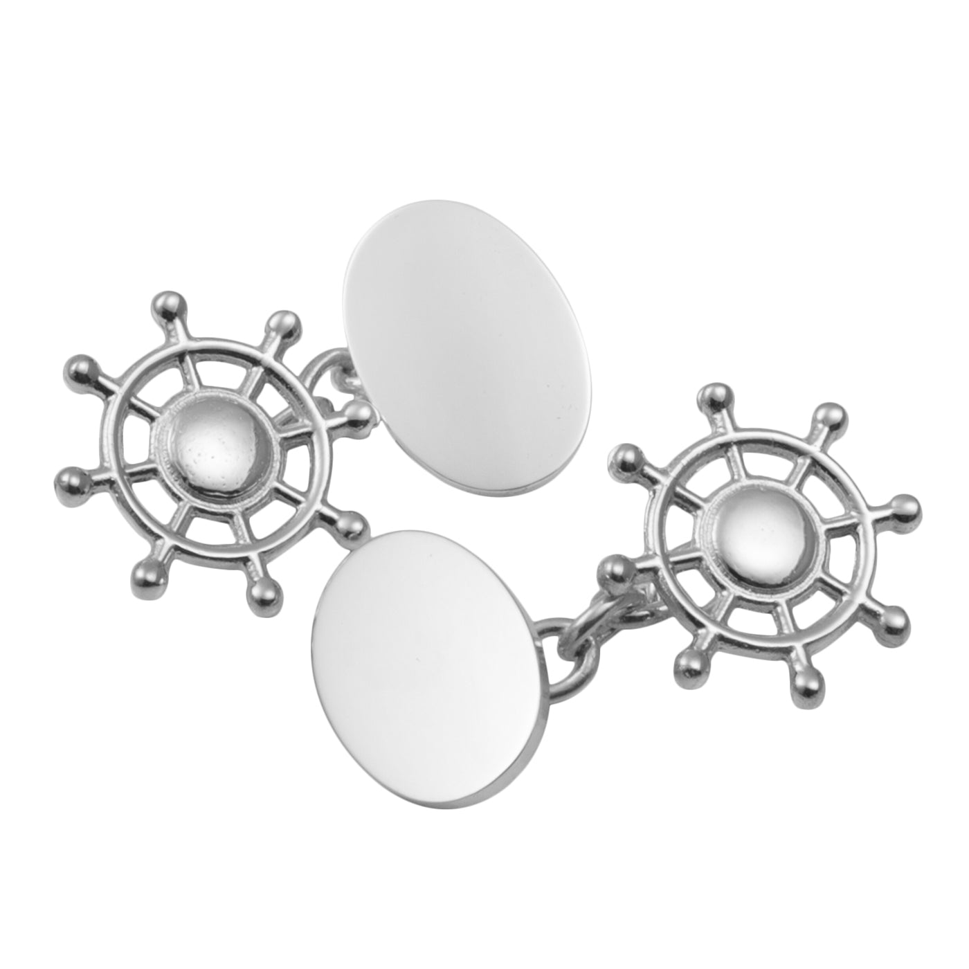 Sterling silver ships wheel cufflinks