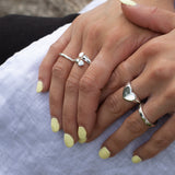 Silver Adjustable Double Heart Ring