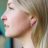 Sterling Silver Beaded Huggie Hoops
