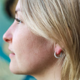 Sterling Silver Beaded Huggie Hoops