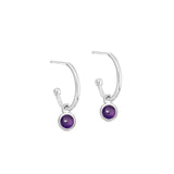 Silver Birthstone Hoop Earrings