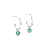 Silver Birthstone Hoop Earrings