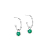 Silver Birthstone Hoop Earrings