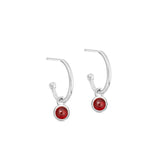 Silver Birthstone Hoop Earrings