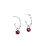 Silver Birthstone Hoop Earrings