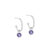 Silver Birthstone Hoop Earrings