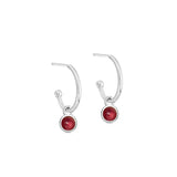 Silver Birthstone Hoop Earrings