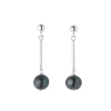 Silver & Black Pearl Drop Earrings