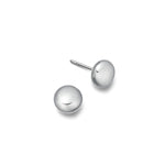 Pair of silver ball earrings on a white background