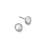 Pair of silver ball earrings on a white background