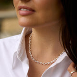 Silver Cable Chain Albert Necklace