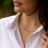 Silver Cable Chain Albert Necklace